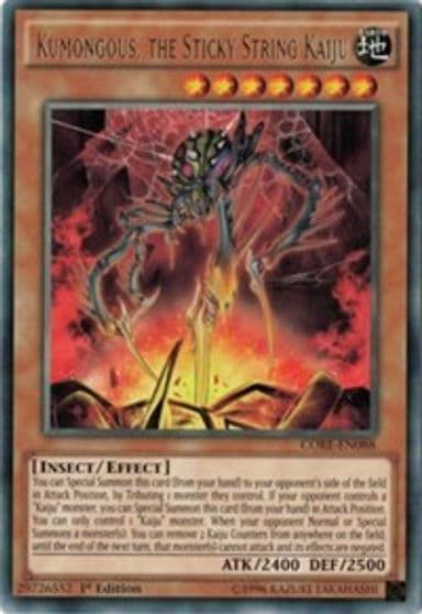 Kumongous the Sticky String Kaiju Clash of Rebellions Yu-Gi-Oh! card