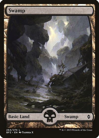 Swamp 264 Full Art Battle for Zendikar Magic card