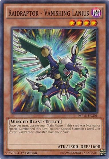 Raidraptor Vanishing Lanius 2015 Mega-Tins Mega Pack Yu-Gi-Oh! card
