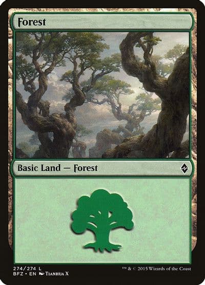 Forest 274 Battle for Zendikar Magic card