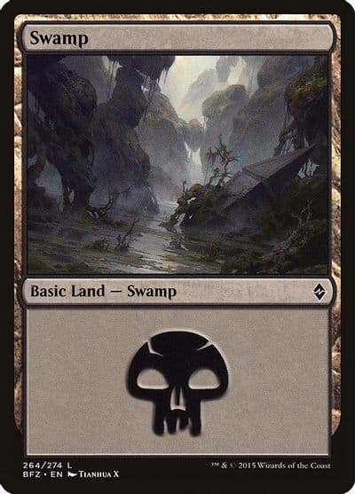 Swamp 264 Battle for Zendikar Magic card