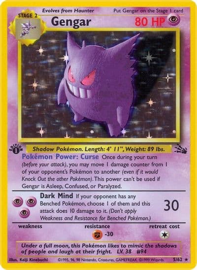 Gengar (5) Fossil Pokemon card