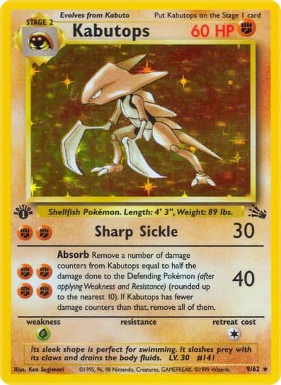Kabutops (9) Fossil Pokemon card