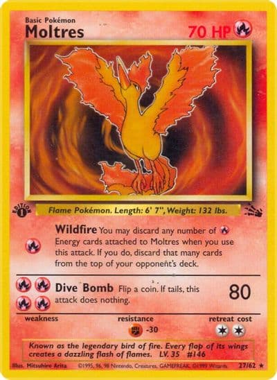 Moltres (27) Fossil Pokemon card