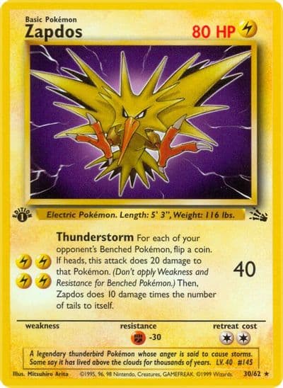 Zapdos (30) Fossil Pokemon card