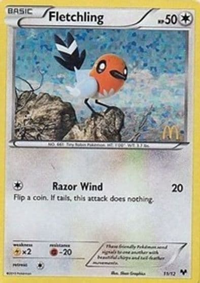 Fletchling McDonald's Promos 2014 Pokemon card