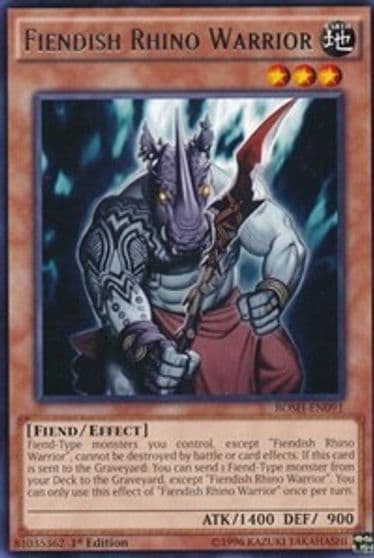 Fiendish Rhino Warrior Breakers of Shadow Yu-Gi-Oh! card