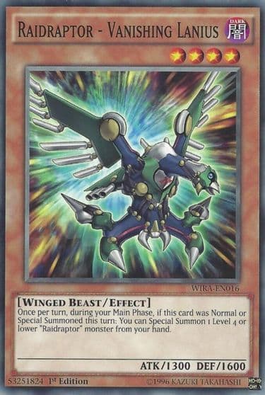 Raidraptor Vanishing Lanius Wing Raiders Yu-Gi-Oh! card