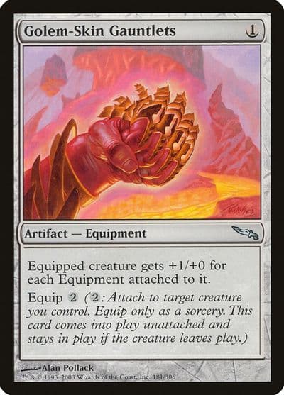 Golem Skin Gauntlets Mirrodin Magic card