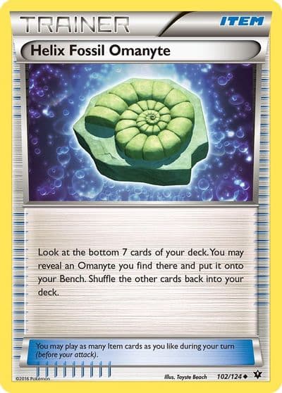 Helix Fossil Omanyte XY - Fates Collide Pokemon card
