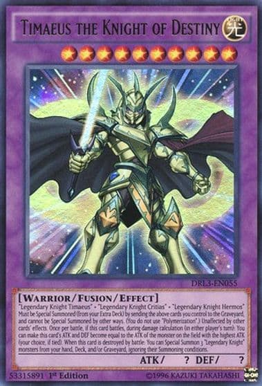 Timaeus the Knight of Destiny Dragons of Legend: Unleashed Yu-Gi-Oh! card