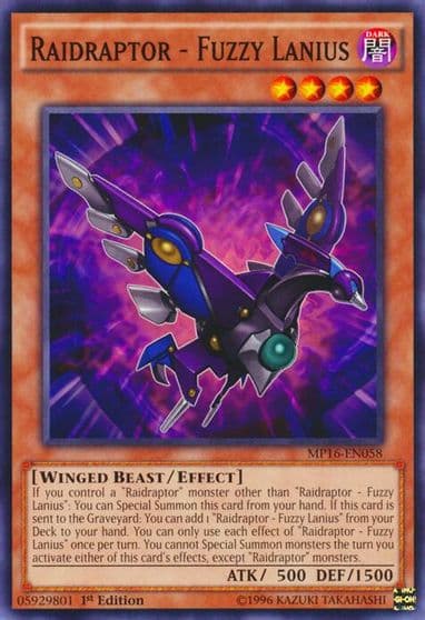 Raidraptor Fuzzy Lanius 2016 Mega-Tins Mega Pack Yu-Gi-Oh! card