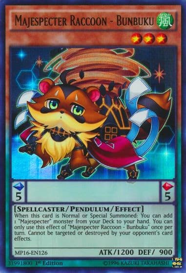 Majespecter Raccoon Bunbuku 2016 Mega-Tins Mega Pack Yu-Gi-Oh! card