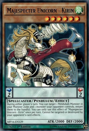 Majespecter Unicorn Kirin 2016 Mega-Tins Mega Pack Yu-Gi-Oh! card