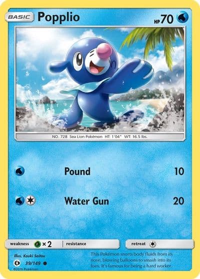 Popplio SM Base Set Pokemon card