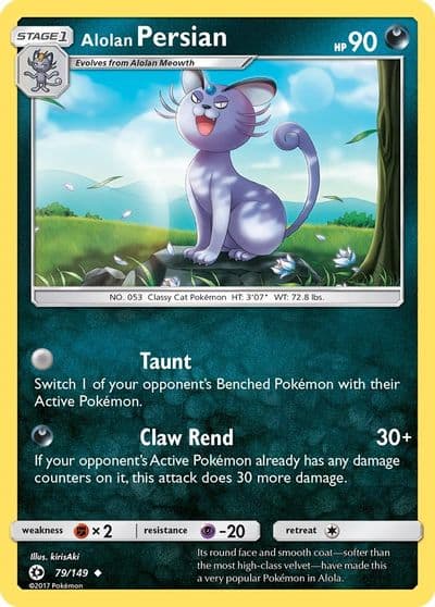 Alolan Persian SM Base Set Pokemon card