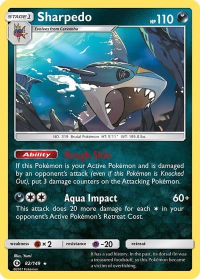 Sharpedo SM Base Set Pokemon card