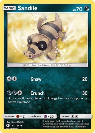 Sandile SM Base Set Pokemon card