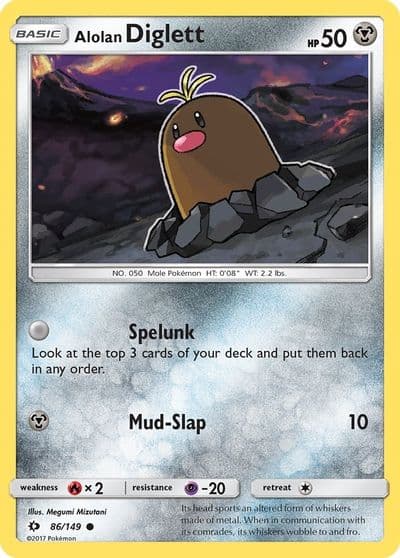 Alolan Diglett SM Base Set Pokemon card