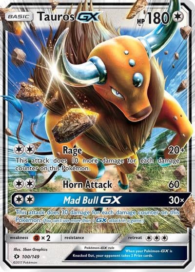 Tauros GX SM Base Set Pokemon card