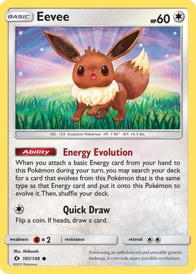 Eevee SM Base Set Pokemon card
