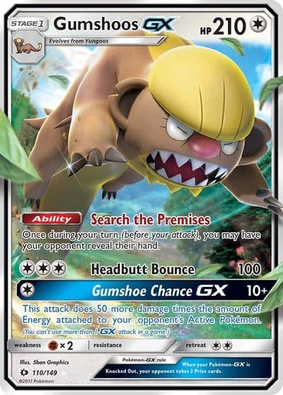 Gumshoos GX SM Base Set Pokemon card