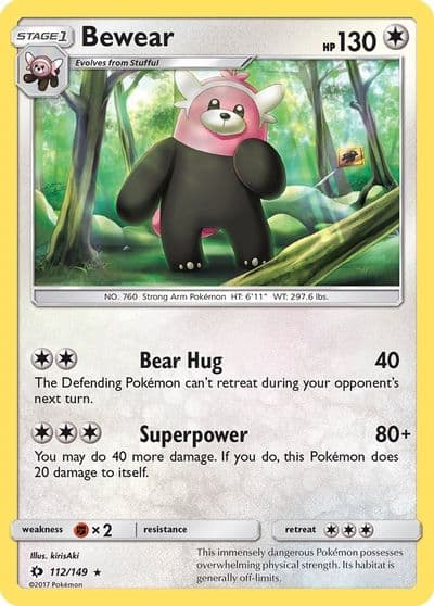Bewear SM Base Set Pokemon card