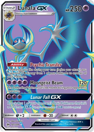 Lunala GX (Full Art) SM Base Set Pokemon card