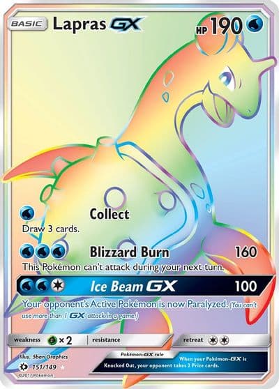 Lapras GX (Secret) SM Base Set Pokemon card