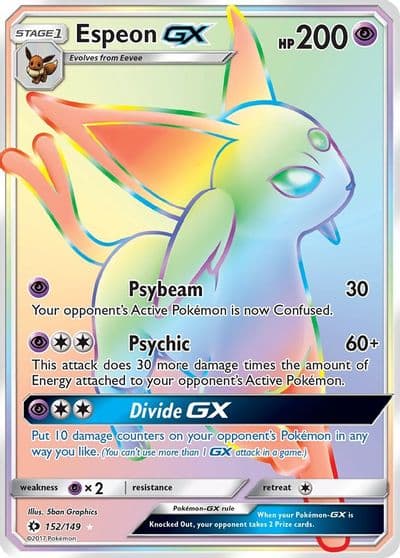 Espeon GX (Secret) SM Base Set Pokemon card