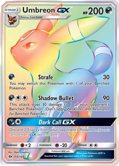 Umbreon GX (Secret) SM Base Set Pokemon card