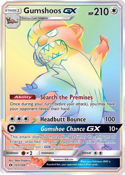 Gumshoos GX (Secret) SM Base Set Pokemon card