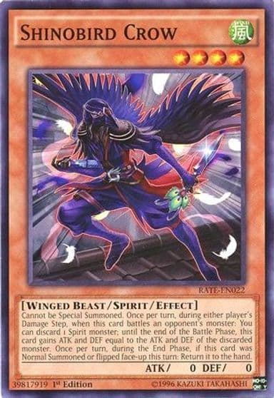 Shinobird Crow Raging Tempest Yu-Gi-Oh! card