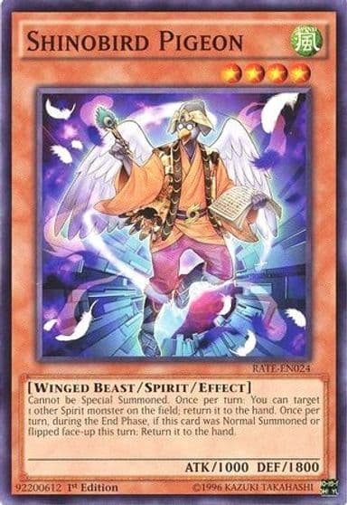 Shinobird Pigeon Raging Tempest Yu-Gi-Oh! card