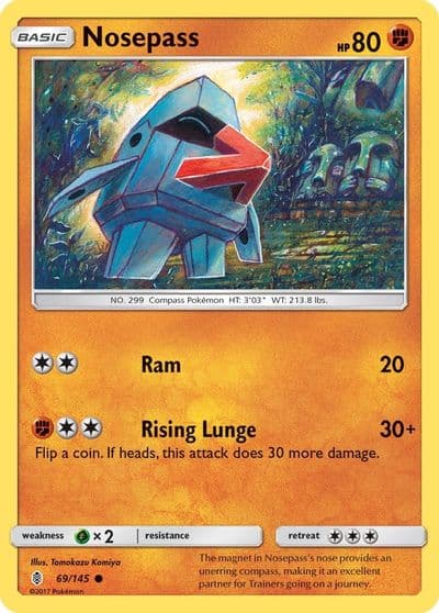 Nosepass SM - Guardians Rising Pokemon card