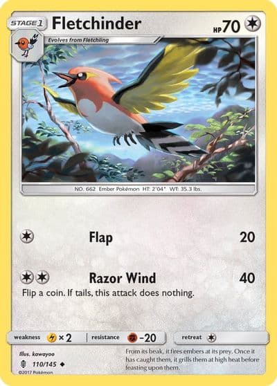 Fletchinder SM - Guardians Rising Pokemon card