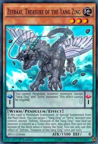 Zefraxi Treasure of the Yang Zing Pendulum Evolution Yu-Gi-Oh! card