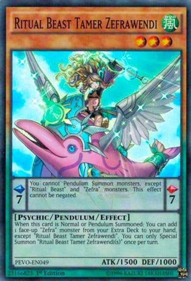 Ritual Beast Tamer Zefrawendi Pendulum Evolution Yu-Gi-Oh! card