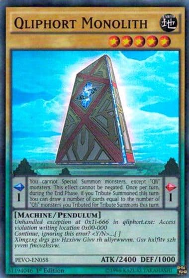 Qliphort Monolith Pendulum Evolution Yu-Gi-Oh! card