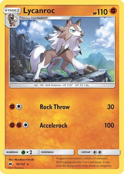 Lycanroc (76) SM - Burning Shadows Pokemon card