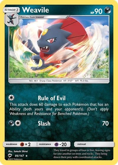 Weavile SM - Burning Shadows Pokemon card