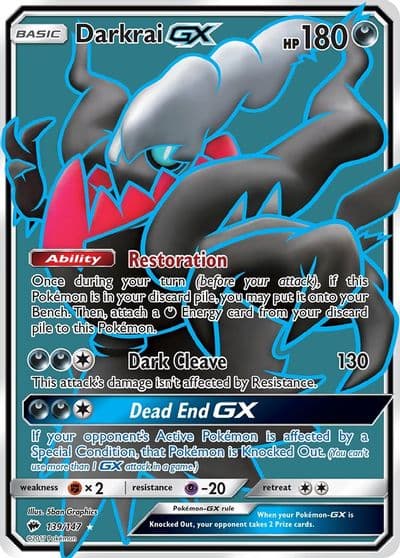 Darkrai GX (Full Art) SM - Burning Shadows Pokemon card