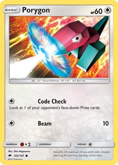 Porygon SM - Burning Shadows Pokemon card