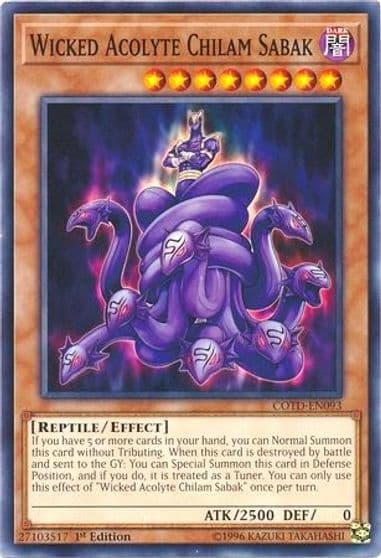 Wicked Acolyte Chilam Sabak Code of the Duelist Yu-Gi-Oh! card