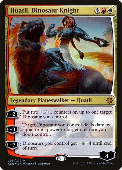 Huatli Dinosaur Knight Ixalan Magic card