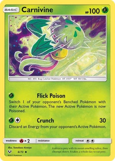 Carnivine Shining Legends Pokemon card