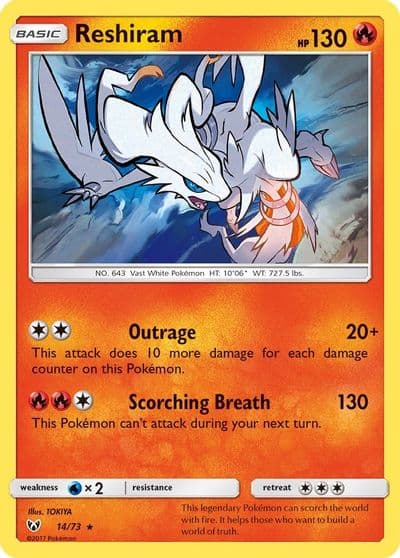 Reshiram Shining Legends Pokemon card
