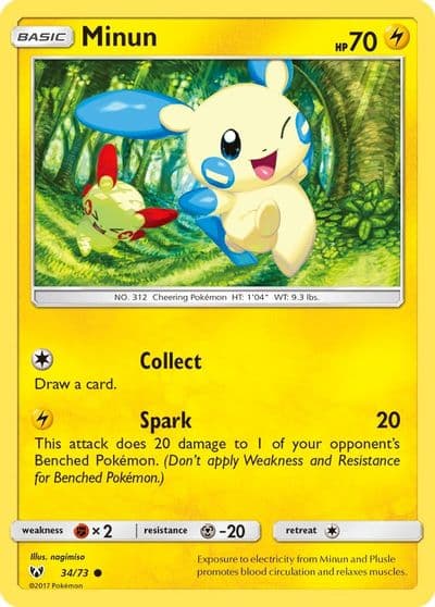 Minun Shining Legends Pokemon card