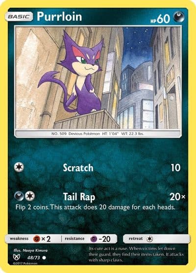 Purrloin Shining Legends Pokemon card