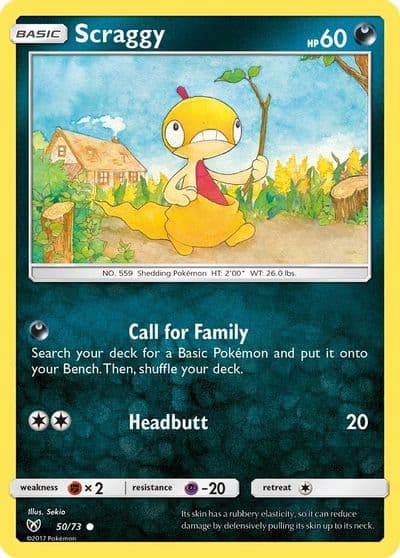 Scraggy Shining Legends Pokemon card